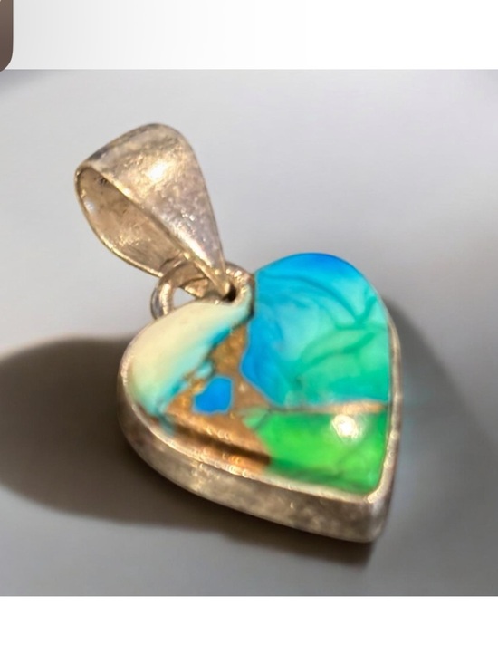 Jewelry - Sterling Silver and Turquoise Dahlia Mini Heart Pendant Necklace NWOT